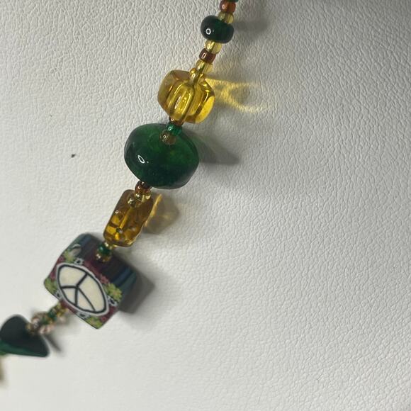 Artisan beaded necklace costume jewelry natural nature neutral burnished silver - Picture 2 of 10